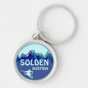 Porte-clés Porte - clé bleu de logo d'art de ski de Solden
