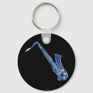 Porte-clés Porte - clé bleu de saxophone
