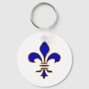 Porte-clés Porte - clé bleu-foncé et de gold fleur de lis