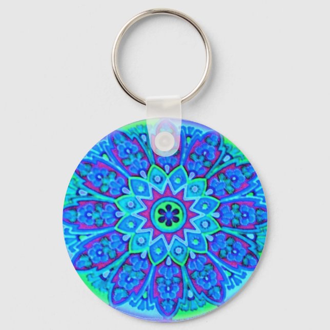 Porte-clés Porte - clé bleu Mandala (Recto)