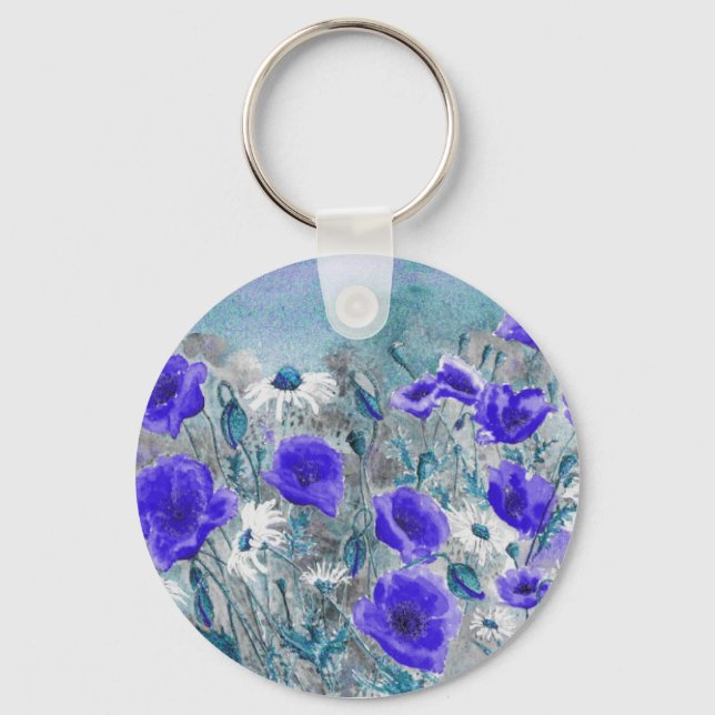 Porte-clés porte - clé "bleu pavot" (Recto)