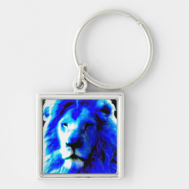 Porte-clés Porte - clé bleu tête Lion (Devant)