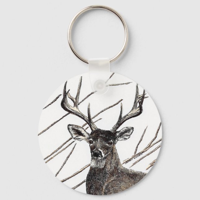 Porte-clés Porte - clé Bouton de base Deer 2,25 pouces (Recto)