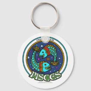 Porte-clés PORTE - CLÉ Bouton de base NP Pisces 2,25 pouces