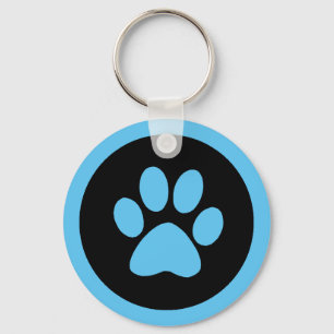 Porte-clés Porte - clé Bouton Pawprint en bleu et noir