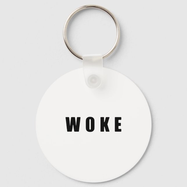 Porte-clés porte - clé Bouton "WOKE" (BRIGHT) (Recto)