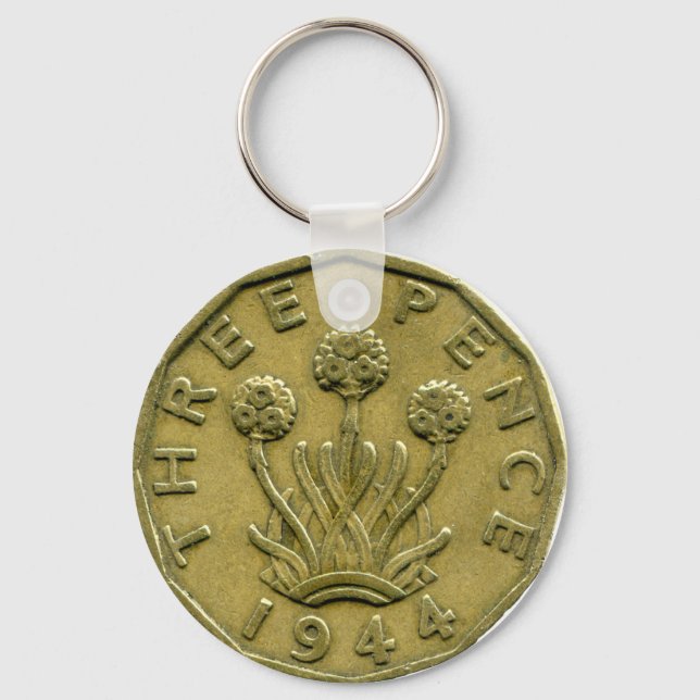 Porte-clés porte - clé britannique de trois pence 1944 (Recto)