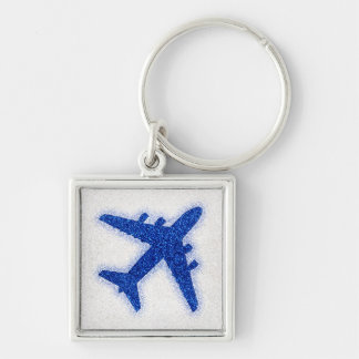 Porte-clés Porte - clé carré d'avion parties scintillant bleu