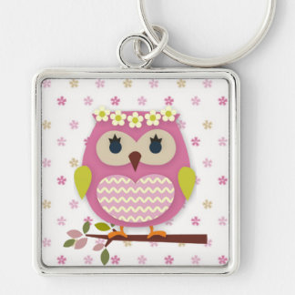 Porte-clés Porte - clé Carré de Chouette rose