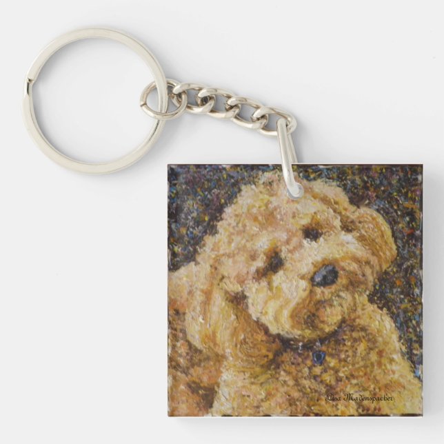 Porte-clés Porte - clé carré de Labradoodle (Devant)