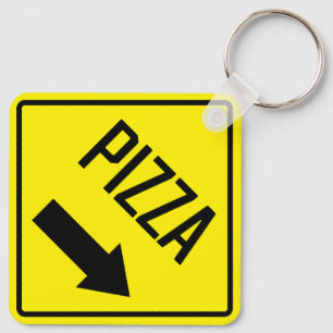 Porte-clés Porte - clé Carré en métal Pizza