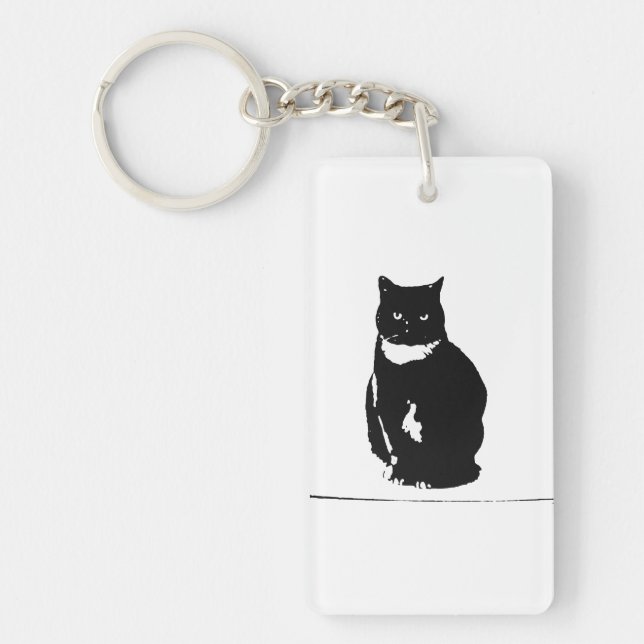 Porte-clés Porte - clé - chat noir de smoking stylisé avec (Devant)