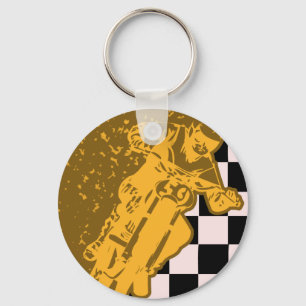 Porte-clés Porte - clé Checkered vintage de drapeau de