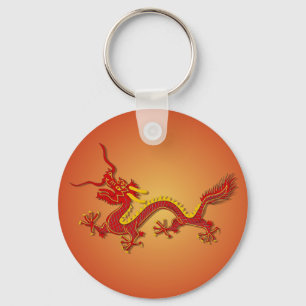 Porte-clés Porte - clé chinois de dragon rouge et d'or