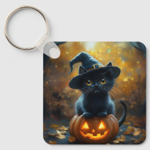 Porte - clé Citrouille d'Halloween noir mignon
