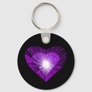 Porte-clés Porte - clé "coeur" du coeur pourpre noir rond