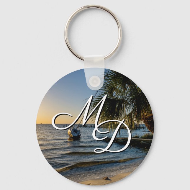 Porte-clés Porte - clé couché de soleil de palmier en Floride (Recto)