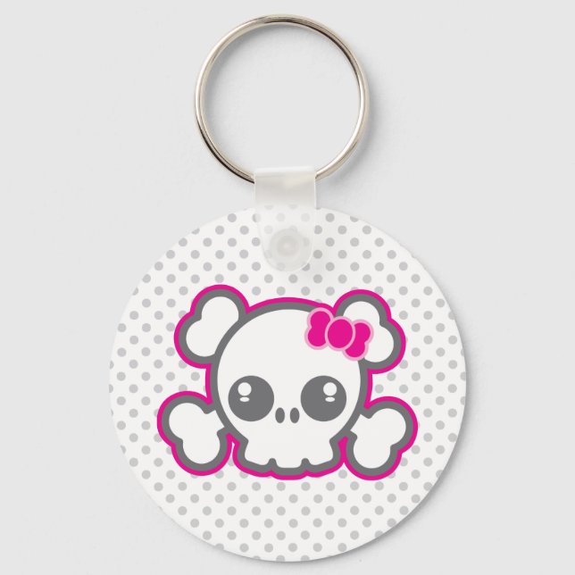 Porte-clés Porte - clé crâne rose Kawaii (Recto)