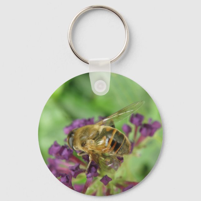 Porte-clés Porte - clé d'abeilles et de fleurs pourpres (Recto)