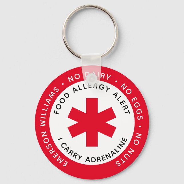 Porte-clés Porte - clé d'alerte aux allergies alimentaires ro (Recto)