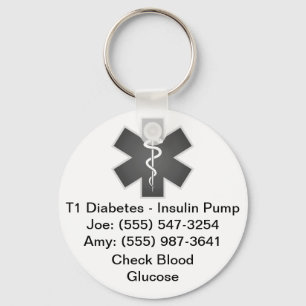 Porte-clés Porte - clé d'alerte Médicale personnalisé gris