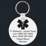 Porte-clés Porte - clé d'alerte Médicale personnalisé noir<br><div class="desc">Customisez cette conception pour lister les problèmes médicaux, les numéros de téléphone d'urgence, les allergies, et plus encore. Idéal pour les jeunes enfants que vous souhaitez porter des informations de contact d'urgence sur un porte - clé pratique que vous pouvez attacher à leur boucle de ceinture, sac à main, sac...</div>