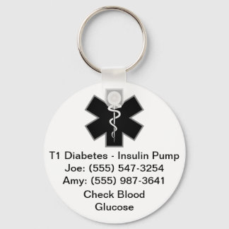 Porte-clés Porte - clé d'alerte Médicale personnalisé noir