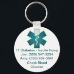 Porte-clés Porte - clé d'alerte Médicale personnalisé Turquoi<br><div class="desc">Customisez cette conception pour lister les problèmes médicaux, les numéros de téléphone d'urgence, les allergies, et plus encore. Idéal pour les jeunes enfants que vous souhaitez porter des informations de contact d'urgence sur un porte - clé pratique que vous pouvez attacher à leur boucle de ceinture, sac à main, sac...</div>