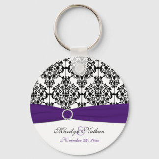 Porte-clés Porte - clé Damas violet, blanc et noir