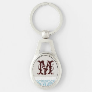 Porte-clés Porte - clé Damask Filigree bleu