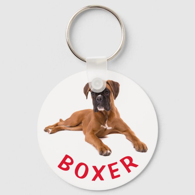 Porte-clés Porte - clé d'amour rouge chien chiot boxer (Recto)