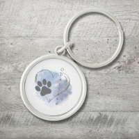 Porte - clé d'aquarelle bleu pâle du coeur observé