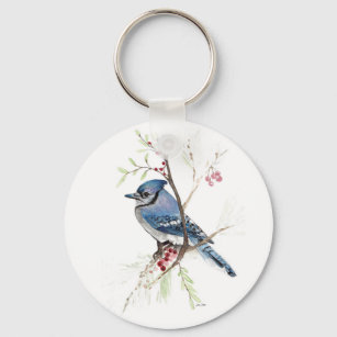 Porte-clés Porte - clé d'aquarelle Blue Jay Bird