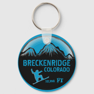 Porte-clés porte - clé d'art en snowboard bleu Breckenridge