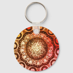 Porte-clés Porte - clé d'art mandala Abstrait rouge, orange e