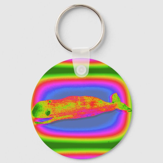 Porte-clés porte - clé de baleine souriante psychédélique (Recto)