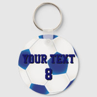 Porte - clé de balle de football bleu personnalisé