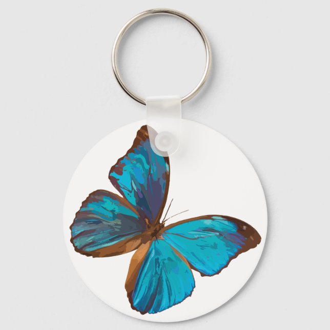 Porte-clés Porte - clé de base du papillon bleu Iridescente (Recto)