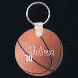 Porte-clés Porte - clé de basket-ball personnalisé<br><div class="desc">Customisez ce porte - clé de basket personnalisé individuel en changeant le nom et le numéro du joueur.</div>