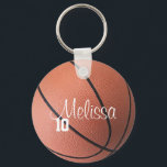Porte-clés Porte - clé de basket-ball personnalisé<br><div class="desc">Customisez ce porte - clé de basket personnalisé individuel en changeant le nom et le numéro du joueur.</div>