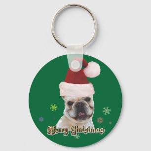 Porte-clés Porte - clé de bouledogue français de Noël