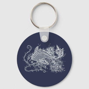 Porte-clés Porte - clé de bouton de tatouage de Koi
