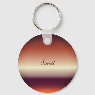 Porte-clés Porte - clé de bouton violet Sunset de texte pers