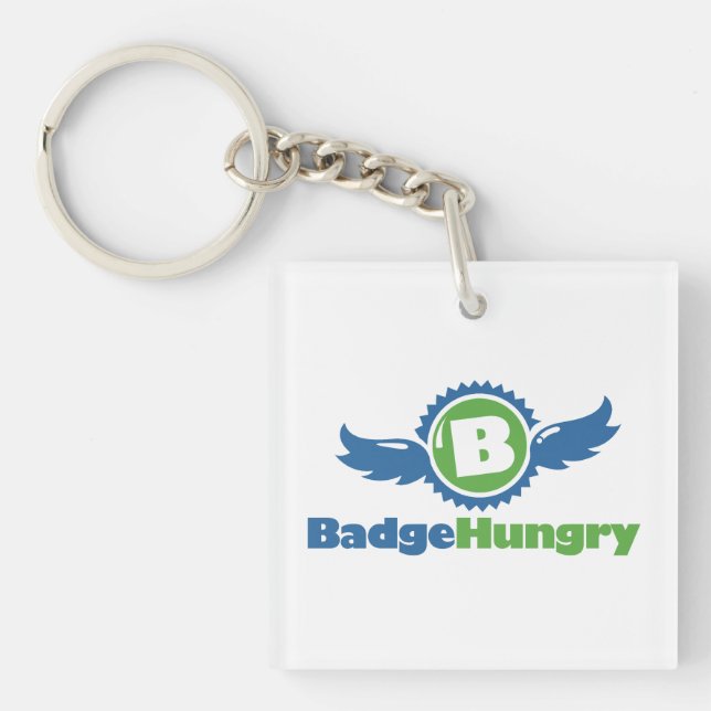 Porte-clés Porte - clé de carré d'acrylique de BadgeHungry (Devant)