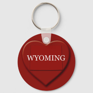 Porte-clés Porte - clé de carte du coeur du Wyoming