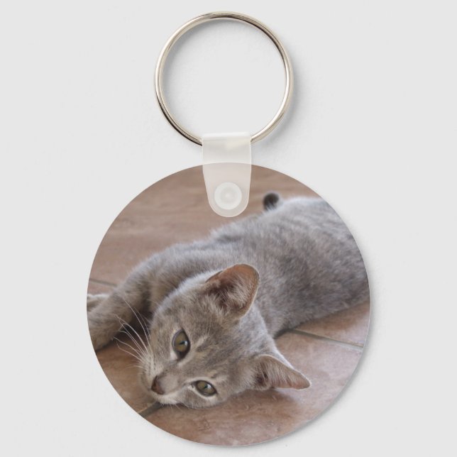 Porte-clés Porte - clé de chat gris (Recto)