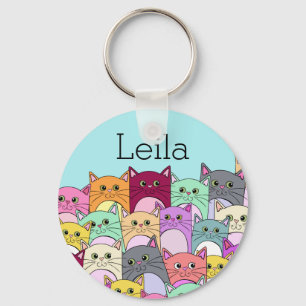 Porte-clés Porte - clé de chats colorés personnalisés