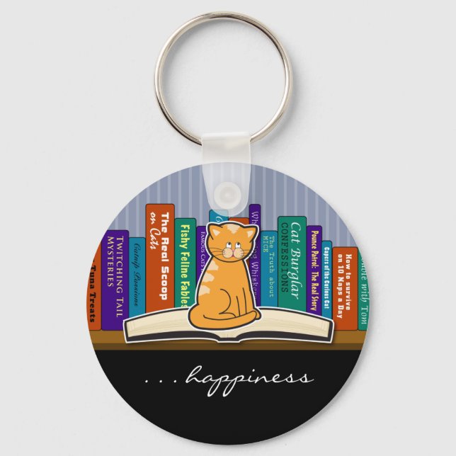 Porte-clés Porte - clé de chats et de livres (Recto)