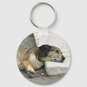Porte-clés Porte - clé de chien fatigué, personnaliser