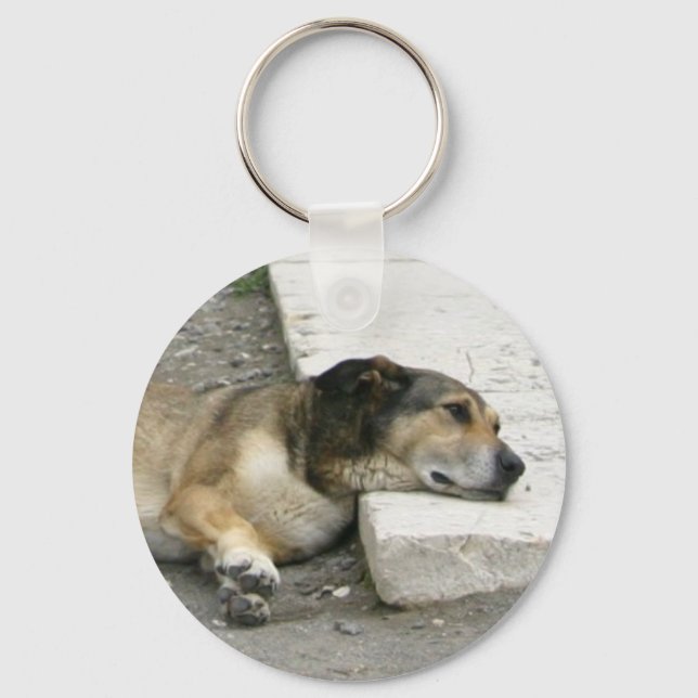 Porte-clés Porte - clé de chien fatigué, personnaliser (Recto)